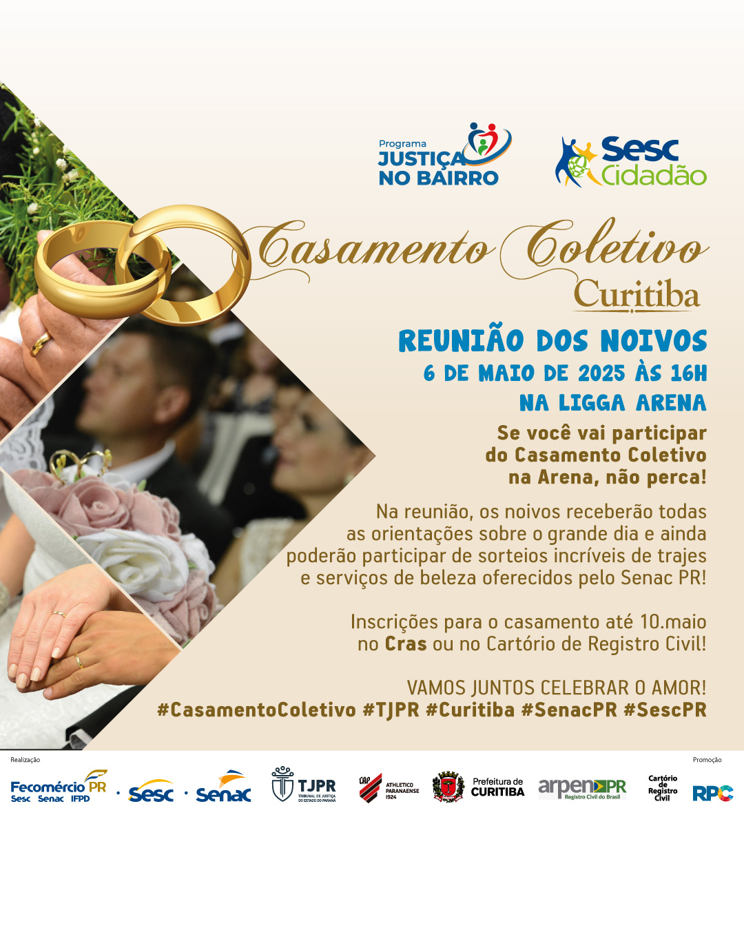 Reunião com os noivos do casamento coletivo acontece no dia 6 de maio na Ligga Arena