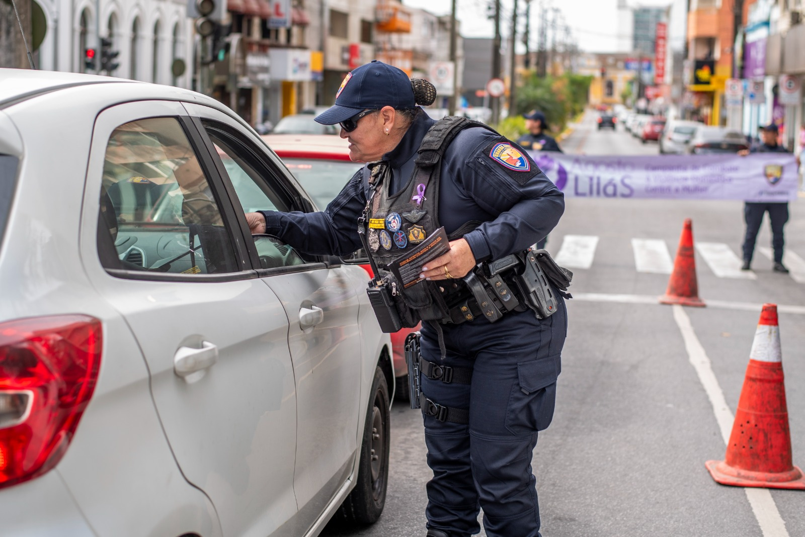 Blitz "Agosto Lilás" realizada no centro de Paranaguá dia 04 de agosto