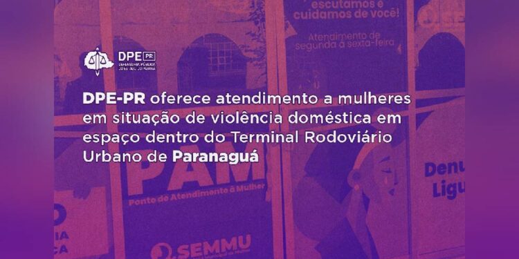 Defensoria do Paraná oferece atendimento a mulheres em situação de violência doméstica em espaço dentro do Terminal Rodoviário Urbano de Paranaguá