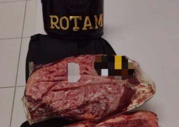 Rapaz é flagrado pela ROTAM com quase 3 quilos de picanha furtadas em supermercado