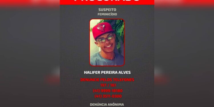 PCPR divulga foto de foragido por feminicídio em Matinhos