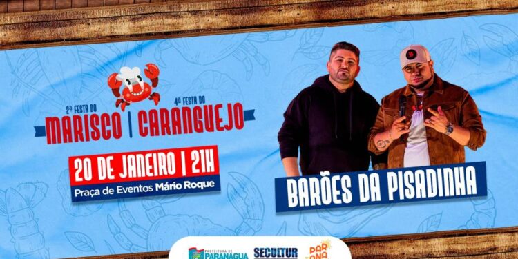 4.ª Festa do Caranguejo e 2.ª Festa do Marisco terá show nacional com Barões da Pisadinha