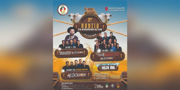 31.º Rodeio ocorrerá no CTG Desgarrados do Pago em Pontal do Paraná