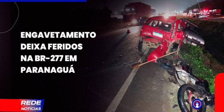 [VÍDEO] Engavetamento entre cinco veículos deixa seis feridos na BR-277 em Paranaguá