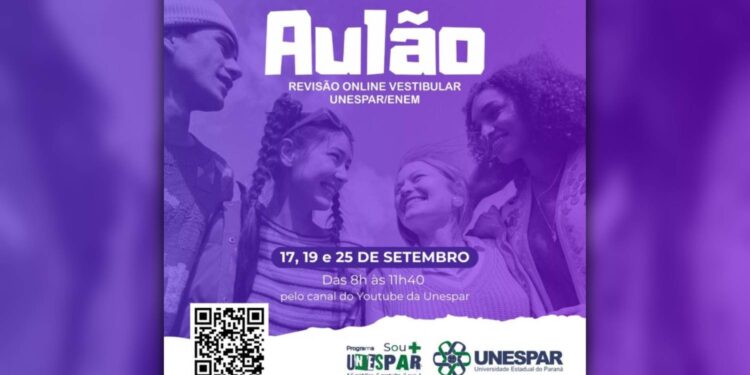 Unespar realiza aulas online gratuitas para revisão de conteúdos do vestibular 2025