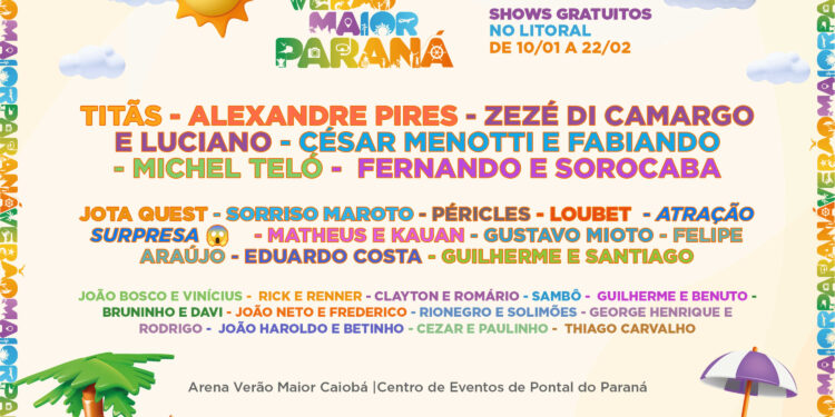 Titãs, Michel Teló, Sorriso Maroto e muito mais: Verão Maior Paraná terá 33 shows gratuitos no Litoral