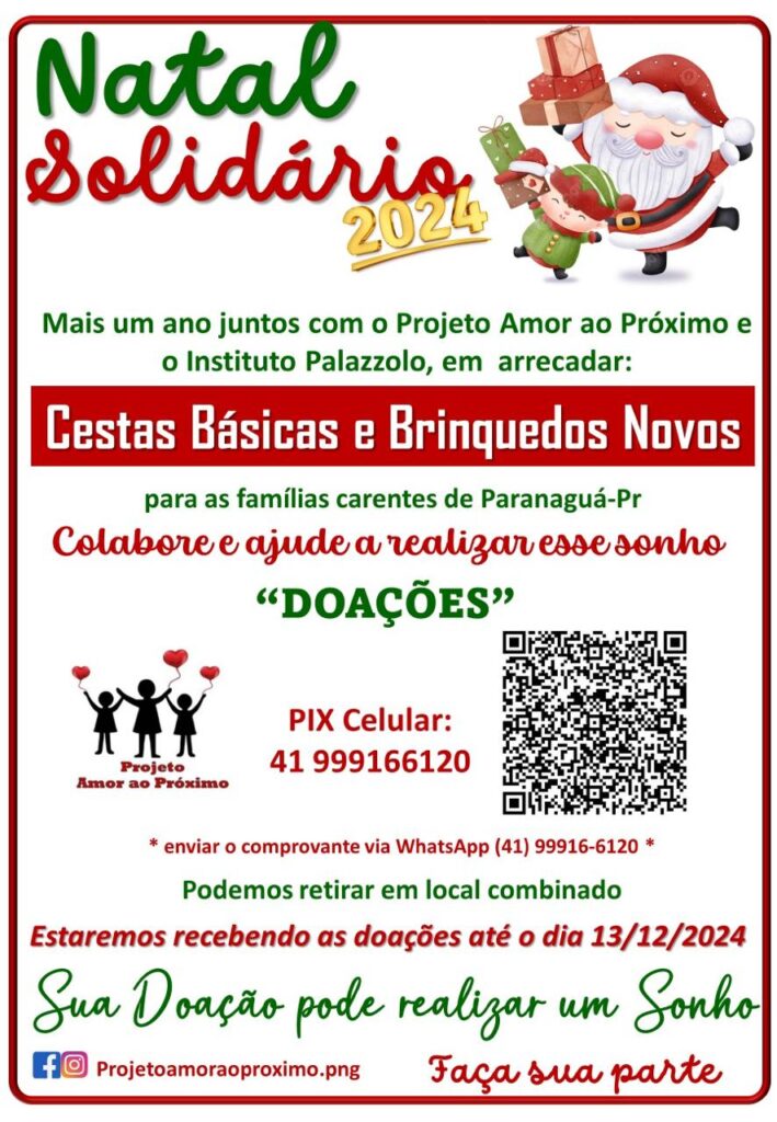 Banner de divulgação do Natal Solidário do projeto Amor ao Próximo.