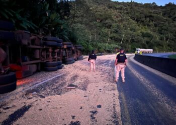 Acidente entre caminhões bloqueia totalmente a BR-277 em Morretes; não há previsão de liberação