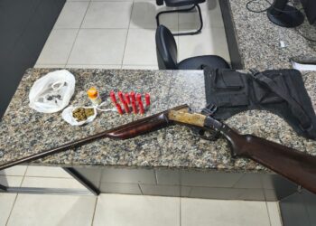 Carabina, munições e porção de maconha são apreendidas pela Polícia Militar na zona rural de Morretes