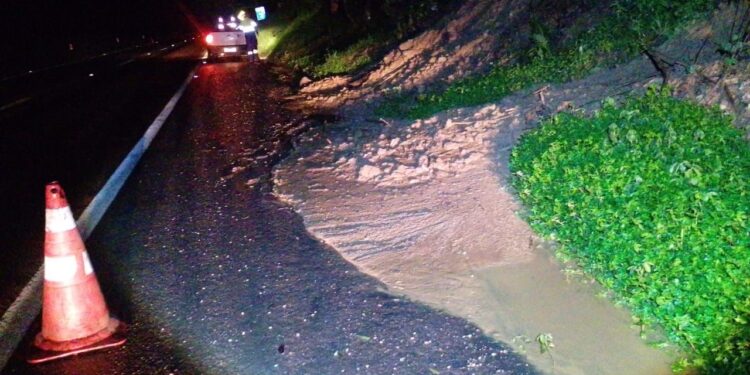 Deslizamento de lama interdita parcialmente a BR-277 na Serra do Mar, neste domingo (25)