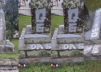 Obelisco de Júlia da Costa é alvo de vandalismo em Paranaguá; Muralha Digital flagrou a ação