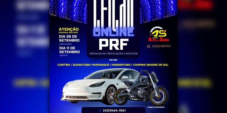 Grande leilão online da PRF/PR: veículos com preços abaixo da FIPE