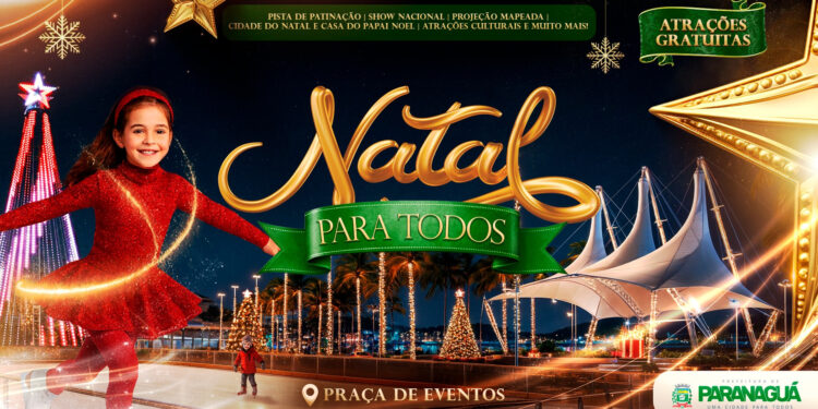 Paranaguá abre o maior natal dos últimos tempos com pista de patinação e árvore tecnológica