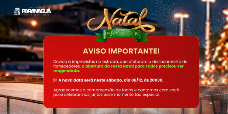Abertura do Natal em Paranaguá é adiada para sábado, 6