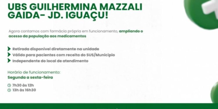 Farmácia própria começa a funcionar na UBS Guilhermina Mazzali Gaida, no Jardim Iguaçu