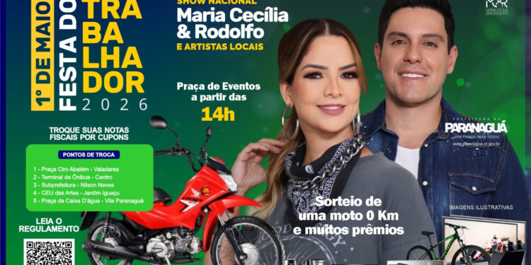 Dupla Maria Cecília & Rodolfo é atração nacional da Festa do Trabalhador em Paranaguá